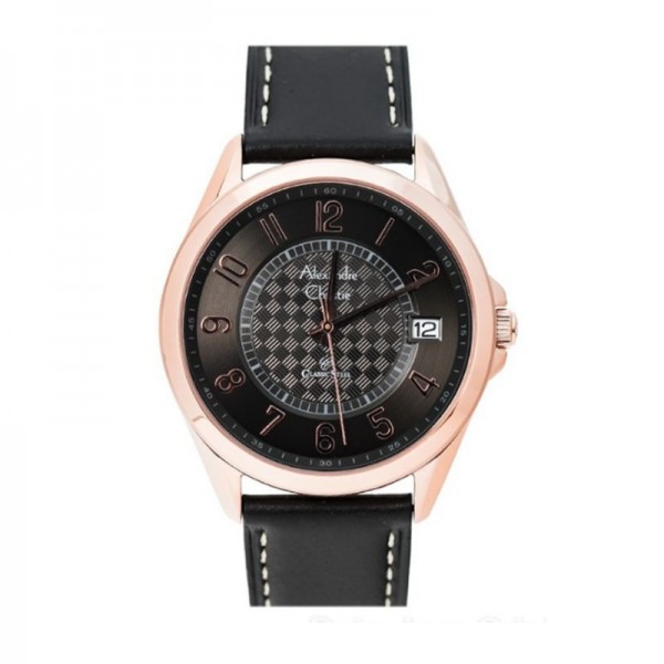 Alexandre Christie AC 8649 Rosegold Black Leather Man MDLRGBA